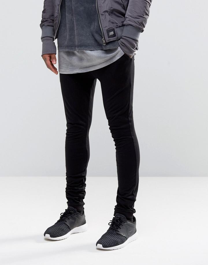 Asos Super Skinny Joggers In Lightweight Jersey - Black
