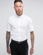 Religion Skinny Smart Short Sleeve Shirt With Stretch - White