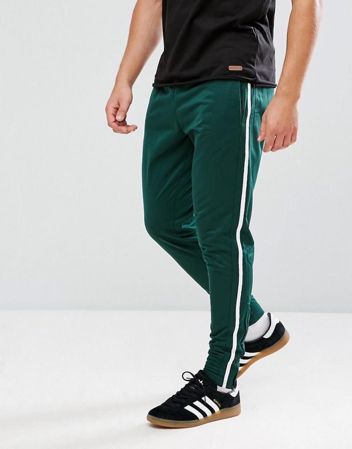 Brave Soul Vintage 1 Stripe Taped Joggers - Green