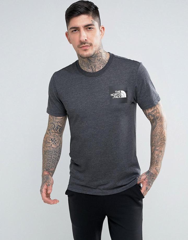 The North Face Fine T-shirt Box Logo In Dark Gray Marl - Gray