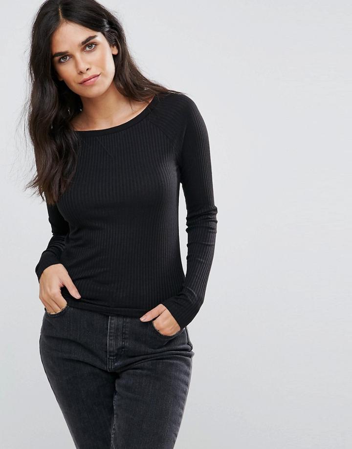 Brave Soul Crew Neck Rib Top - Black