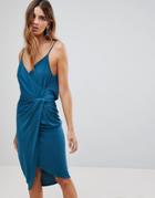 Wal G Wrap Front Midi Dress - Blue