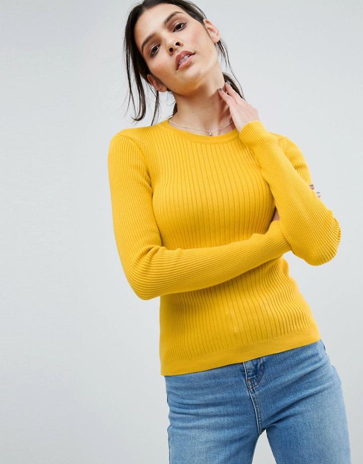 Asos Sweater In Rib - Yellow