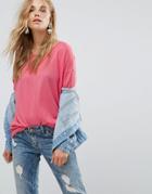 Only Elcos 3/4 Sleeve Oversized T-shirt - Pink