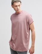 Asos Super Oversized T-shirt With Rolled Sleeve In Pink - Burlewood