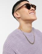 Asos Design Recycled Frame Round Sunglasses In Black With Tortoiseshell Detail