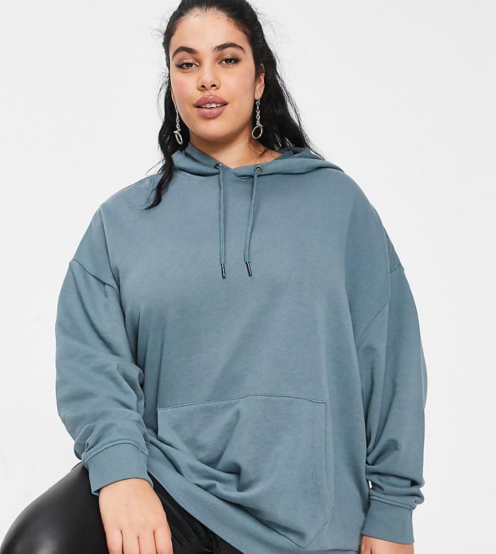 Asos Design Curve Organic Cotton Super Oversized Boyfriend Hoodie In Dolphin Gray-grey