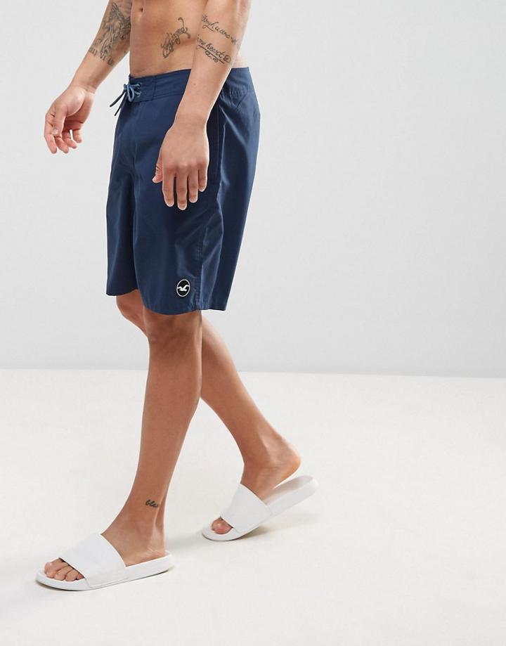 Hollister Solid Plain Board Shorts - Navy
