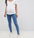 Asos Maternity Pull On Jegging In Maisy Mid Wash Blue With Over The Bump Waistband - Blue