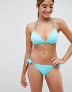 Lipsy Bikini Top With Rhinestone Trim - Green