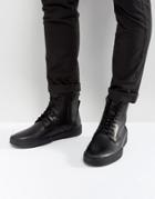 Zign Leather Sneaker Boots - Black