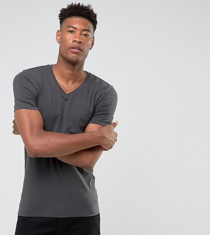 Asos Tall Muscle Fit T-shirt With V Neck - Black