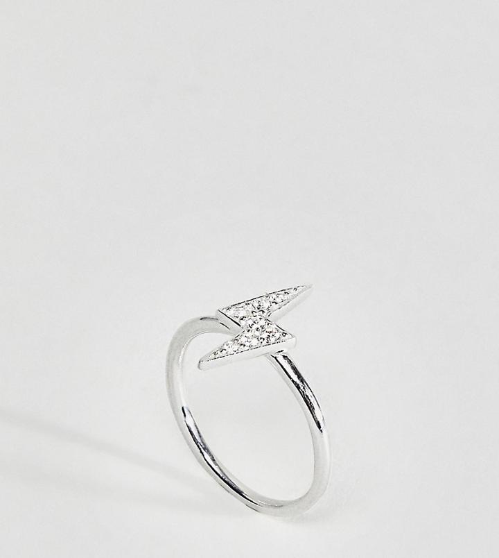 Kingsley Ryan Pave Lightning Bolt Ring - Silver