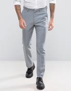Asos Wedding Slim Suit Pant In Light Gray 100% Merino Wool - Gray