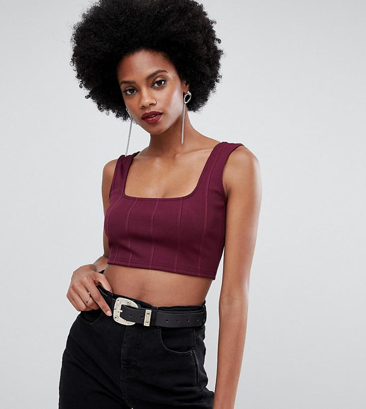 Miss Selfridge Crop Top In Deep Purple