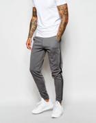 Asos Skinny Joggers With Stripe In Gray - Charcoal Marl
