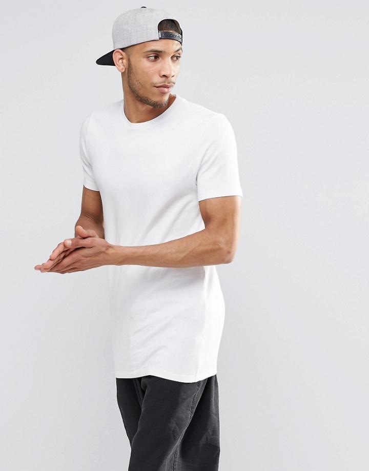 Asos Longline Muscle T-shirt In Ecru - Ecru