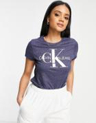 Calvin Klein Ck Jeans Iconic Logo Scoop Neck T Shirt In Gray Heather-grey