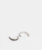Asos Design 2 Pack Band Ring Set With Greek Wave Emboss In Silver Tone