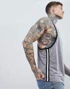 Asos Design Extreme Racer Back Tank With Contrast Side Taping In Interest Nepp Fabric - Gray