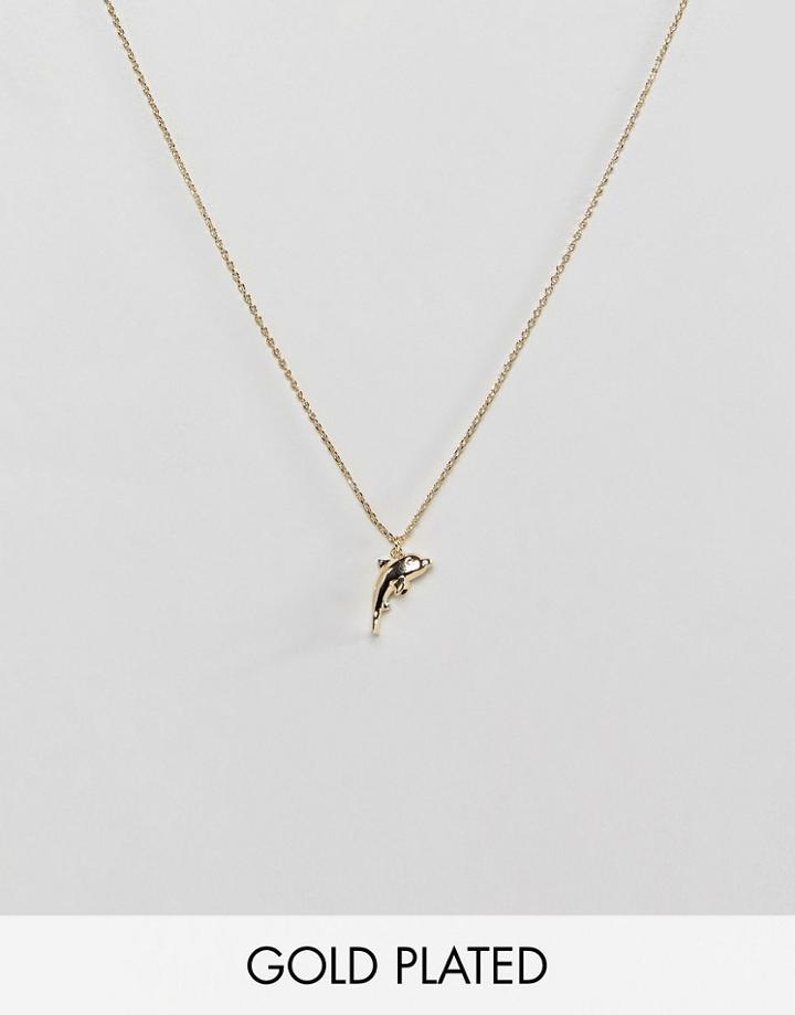 Orelia Gold Plated Dolphin Pendant Necklace - Gold