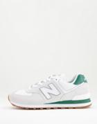 New Balance 574 Sneakers In White And Green