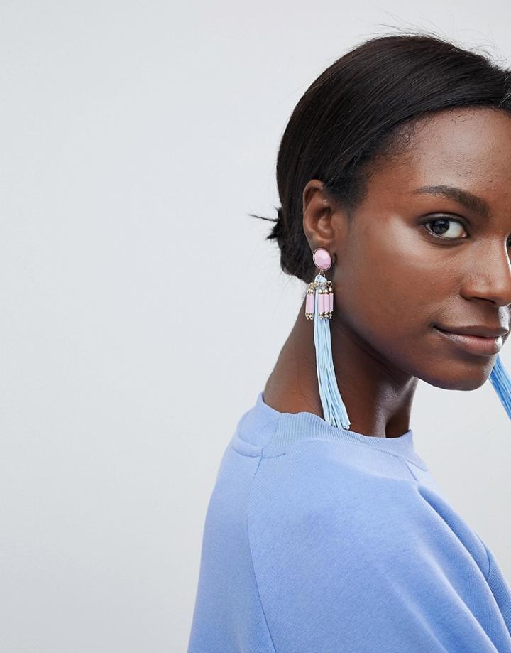 Asos Design Statement Bead And Tassel Earrings - Multi