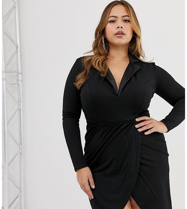 Club L Plus Tuxedo Dress-black