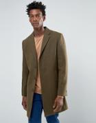 Bellfield Khaki Wool Overcoat - Green