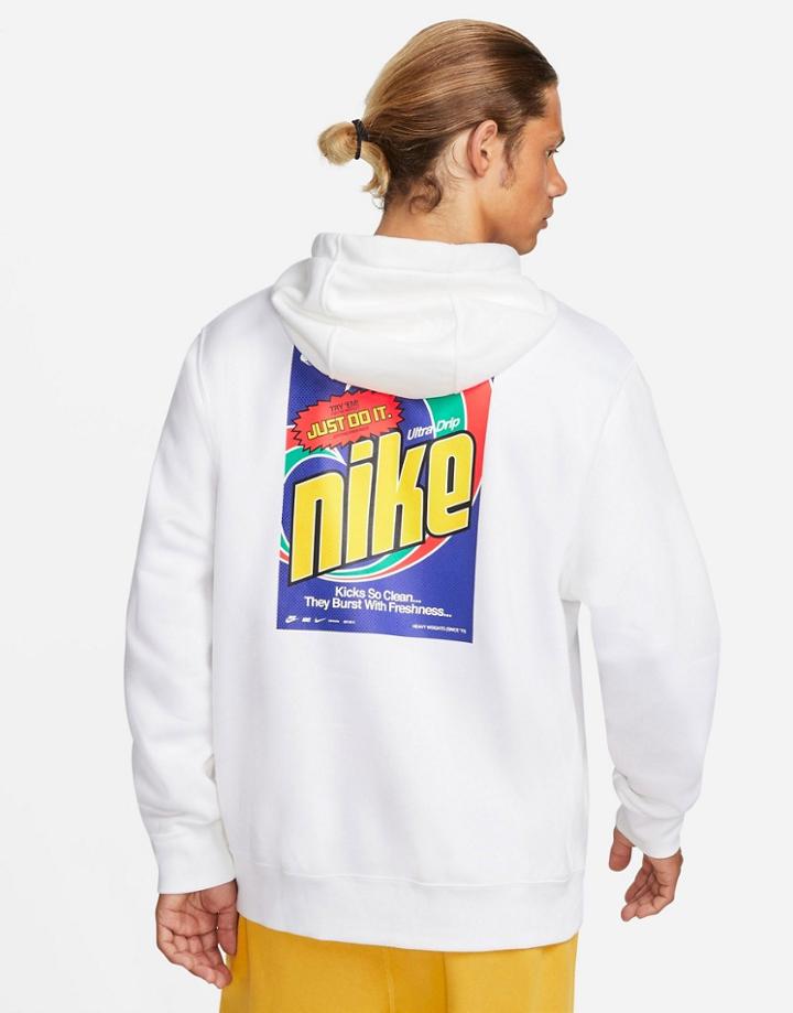 Nike Keep It Clean Graphic Back Print Fleece Hoodie In White