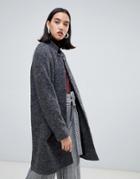 Selected Wool Midi Length Coat - Gray