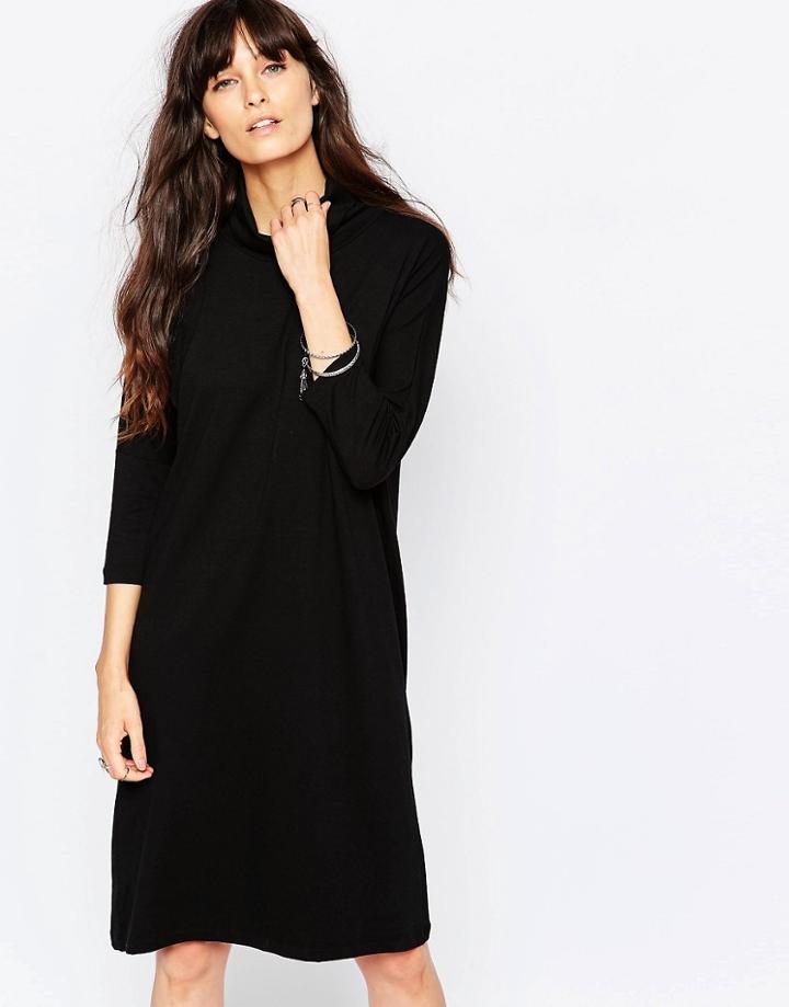 Just Female High Neck Dress In Black - Black