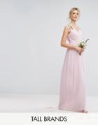 Tfnc Tall Wedding Wrap Front Maxi Dress With Embellishment - Pink