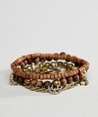 Icon Brand Brown Beaded & Chain Bracelets In 4 Pack - Brown