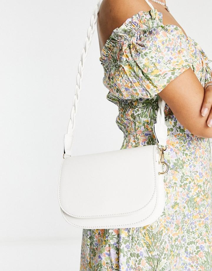 Glamorous Saddle Bag With Detachable Cross Body Strap In White