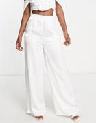 Blume Bridal Satin Wide Leg Pants In White - Part Of A Set