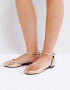 Park Lane Flat Ankle Tie Ballerina - Copper