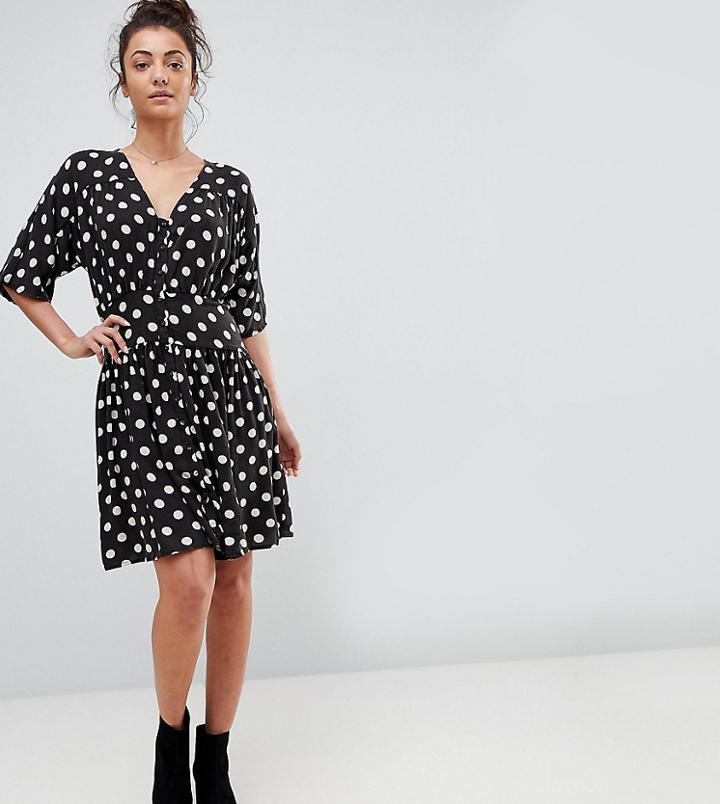 Asos Tall Casual Mini Tea Dress In Washed Spot - Multi