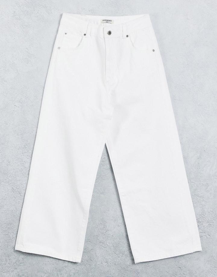 Superdry Wide Leg Cropped Jeans In White