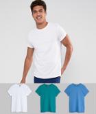Asos Design T-shirt With Roll Sleeve 3 Pack Multipack Saving - Multi