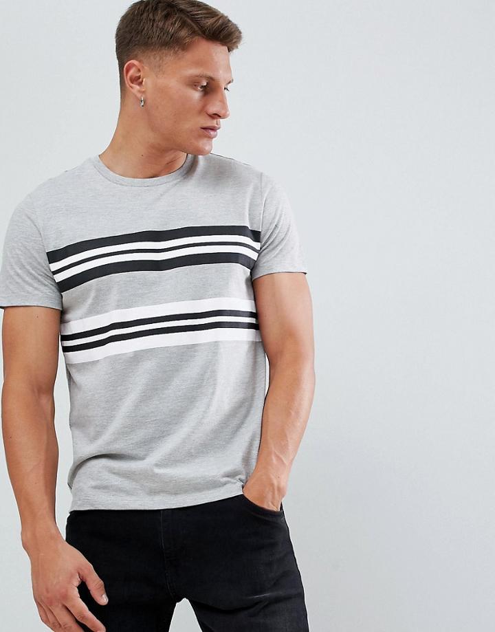 Burton Menswear T-shirt In Gray Stripe - Gray