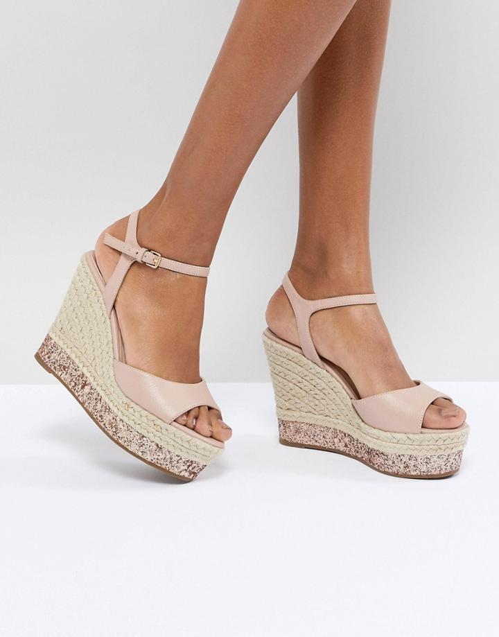 Faith Liddy Pink Glitter Espadrille Wedges - Pink