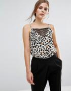 Vero Moda Lace Singlet Leopard Print Cami - Multi