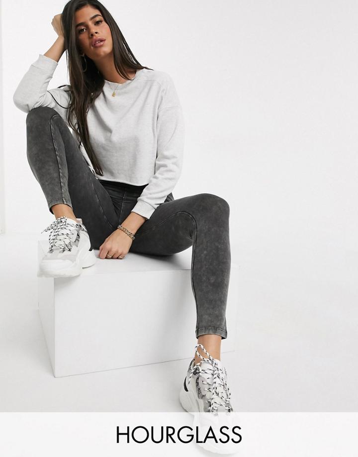 Asos Design Hourglass Leggings In Acid Wash-grey