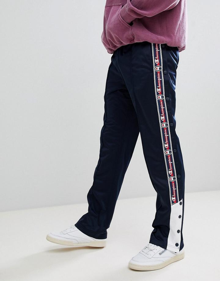 Champion Popper Joggers With Taping In Navy - Navy