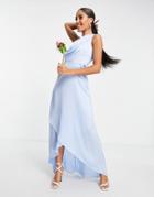Tfnc Bridesmaid One Shoulder Maxi Dress In Light Blue-blues