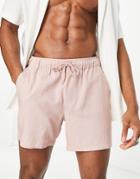 Asos Design Linen Slim Shorts In Pink