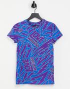 Love Moschino Allover Lightning Logo T-shirt In Multi-blues