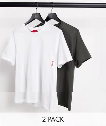 Hugo Bodywear 2 Pack T-shirt In Khaki And White-green
