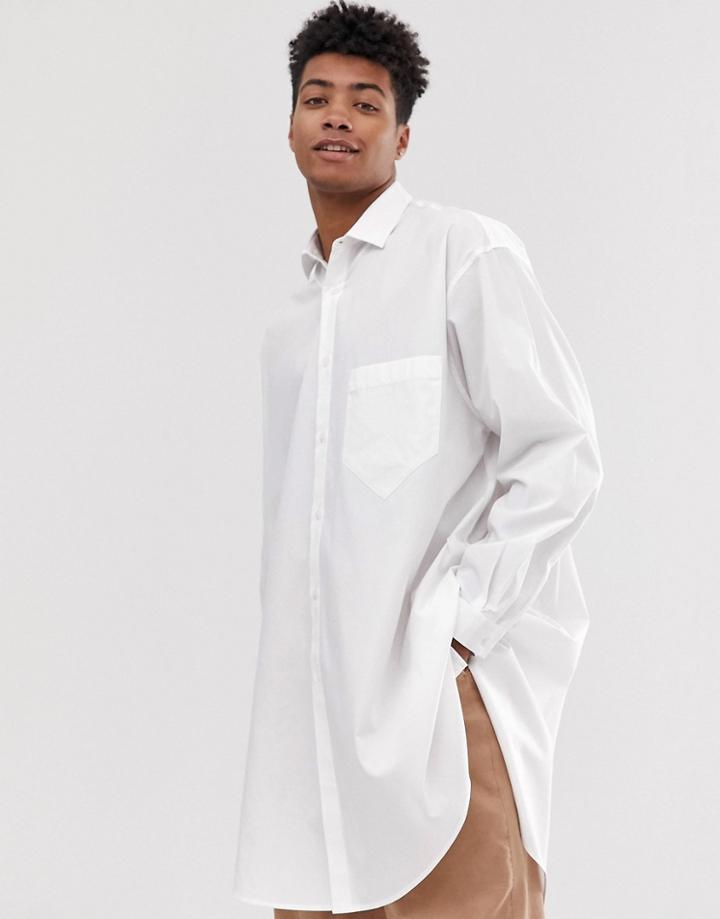 Asos Design Extreme Oversized Shirt In White Poplin